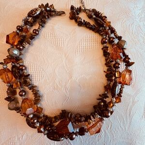 Elegant Multi-Strand Amber Beaded Necklace